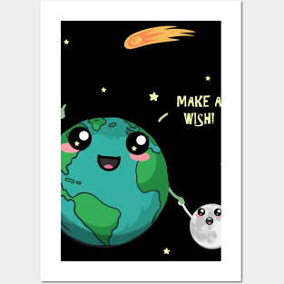 Earth And Moon Make A Wish Posters and Art